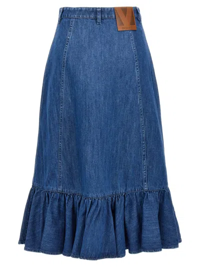 Valentino Garavani Blue Denim Cotton Skirt