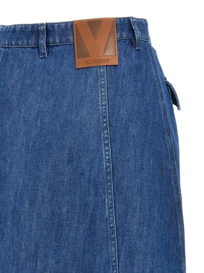 Valentino Garavani Blue Denim Cotton Skirt