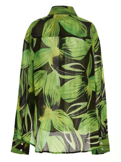 Louisa Ballou Oversized Creponne Printed Silk Shirt