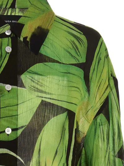 Louisa Ballou Oversized Creponne Printed Silk Shirt