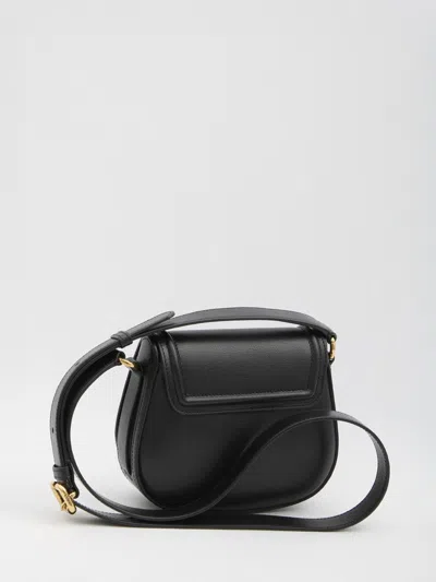 Chloé Grained Leather Shoulder Bag With Prominent Logo Detail In Black