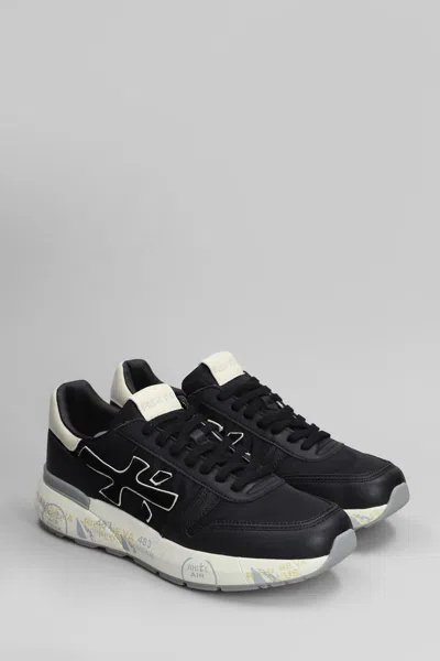 Premiata Round Toe Leather Sneakers With Contrasting Sole