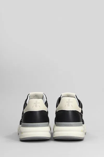 Premiata Round Toe Leather Sneakers With Contrasting Sole