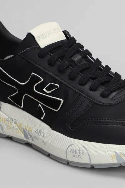 Premiata Round Toe Leather Sneakers With Contrasting Sole