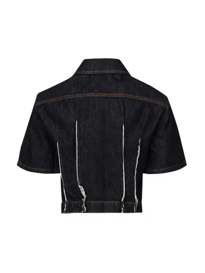John Richmond Short Sleeves Denim Shirt In Midnight Blue