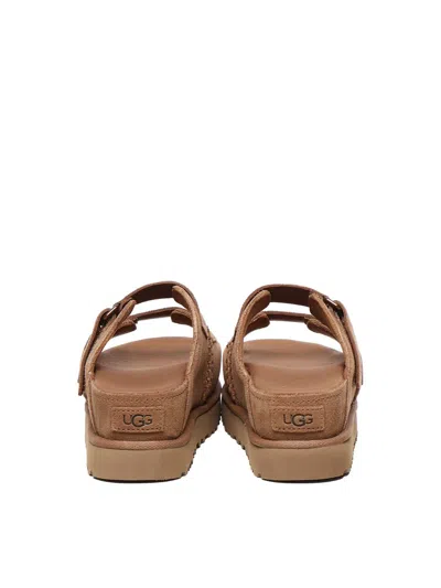 Ugg Goldenstar Hi Slide Slipper-mule In Leather Color Suede In Brown