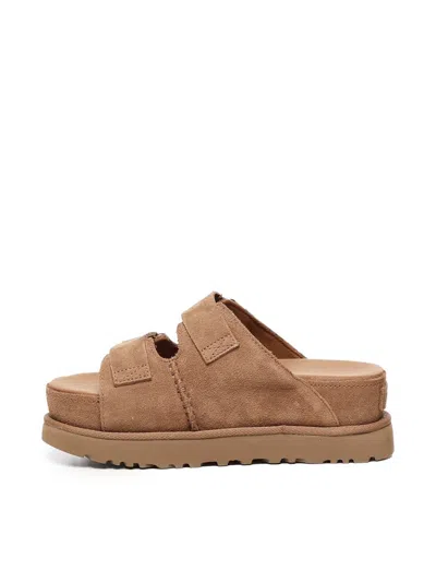Ugg Goldenstar Hi Slide Slipper-mule In Leather Color Suede In Brown