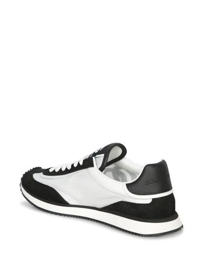 Dolce & Gabbana Low-top Mesh Sneakers With Suede Inserts In Black