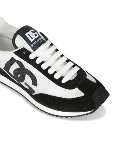 Dolce & Gabbana Low-top Mesh Sneakers With Suede Inserts In Black
