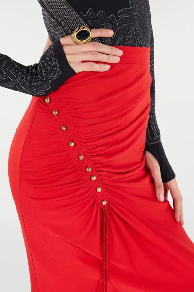 Roberto Cavalli Midi Skirt With Ruched Detail