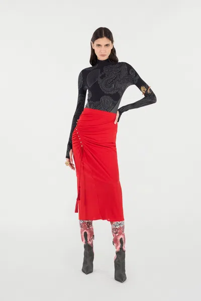 Roberto Cavalli Midi Skirt With Ruched Detail
