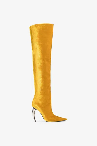 Roberto Cavalli Tiger Tooth Thigh-high Velvet Boots