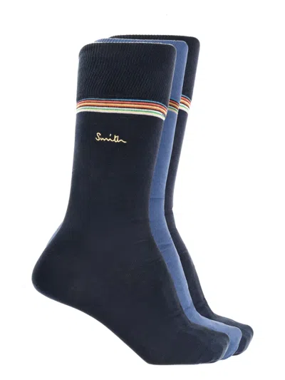 Paul Smith Logo-embroidered Socks (set Of Three) In Multi