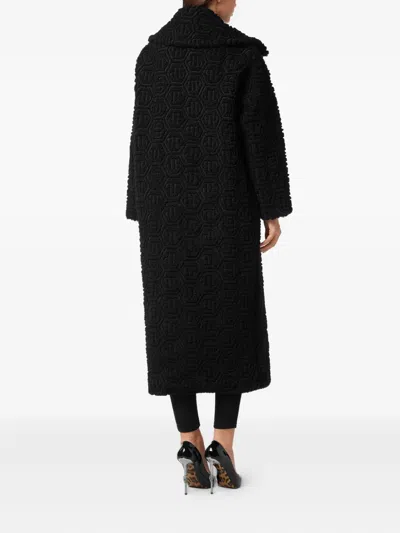 Philipp Plein Coat Embroidery Monogram In Black
