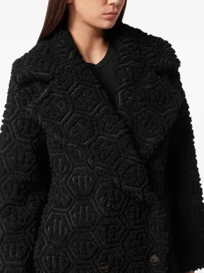 Philipp Plein Coat Embroidery Monogram In Black