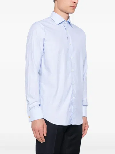 Canali Check-pattern Shirt In Blue