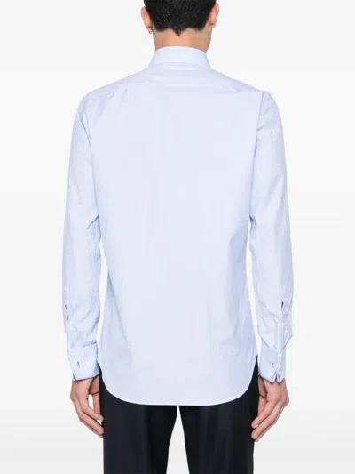 Canali Check-pattern Shirt In Blue