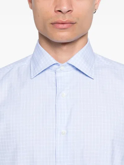 Canali Check-pattern Shirt In Blue
