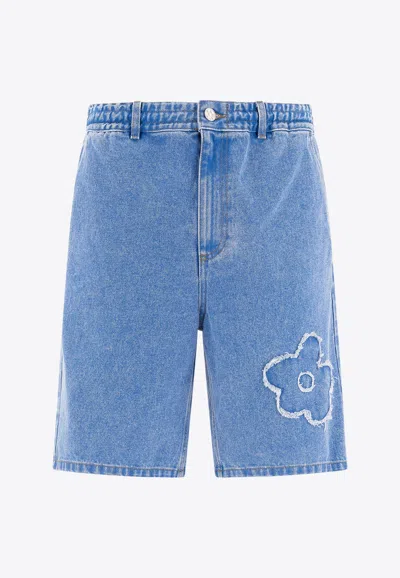 Marni Denim Shorts With Distressed And Elastic Waistband