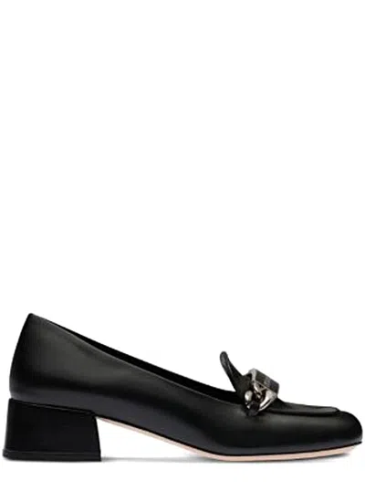 Miu Miu Logo-plaque Leather Loafers In Black