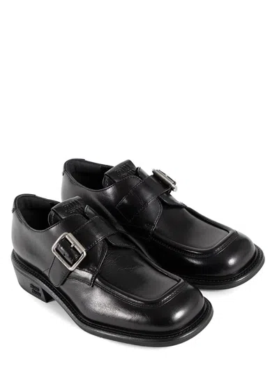 Miu Miu Leather Brogue Shoes In Black