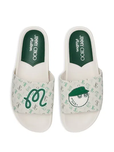 Jimmy Choo X Malbon Graphic-print Slides In White
