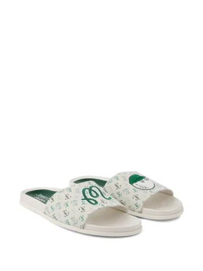 Jimmy Choo X Malbon Graphic-print Slides In White