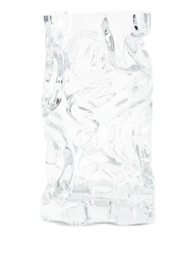 Polspotten Ice Sculptural Glass Vase (29cm X 16cm X 15cm) In Transparent