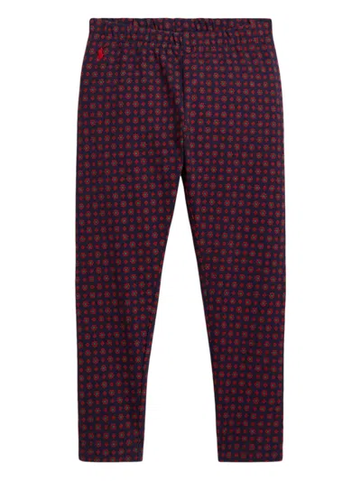Polo Ralph Lauren Floral-print Jersey Leggings In Burgundy