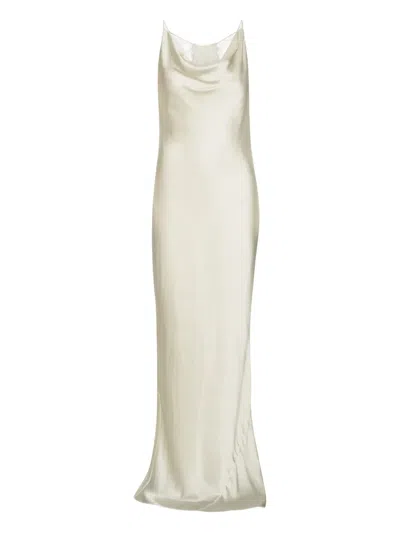 Rotate Birger Christensen Cowl-neck Lace-back Gown In Metallic