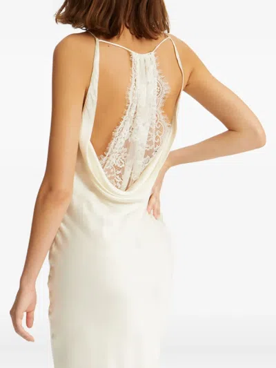 Rotate Birger Christensen Cowl-neck Lace-back Gown In Metallic