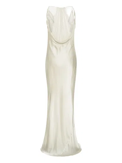 Rotate Birger Christensen Cowl-neck Lace-back Gown In Metallic