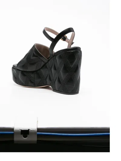 Valentino Garavani Quiltie Wedge Sandal 67 In Quilted Nappa 120mm Woman Black 41.5 In Black