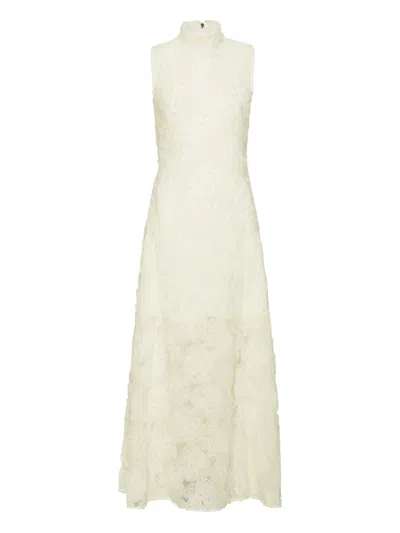 Rotate Birger Christensen Floral-embroidered Maxi Dress In White