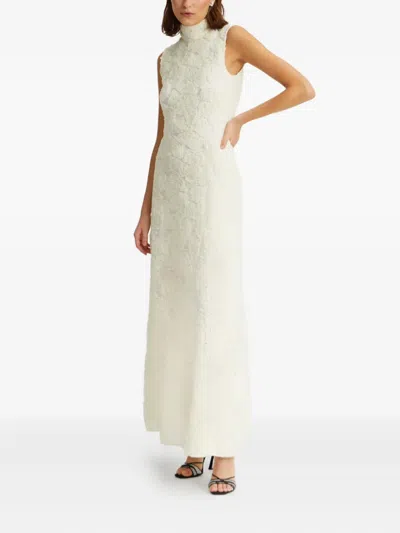 Rotate Birger Christensen Floral-embroidered Maxi Dress In White