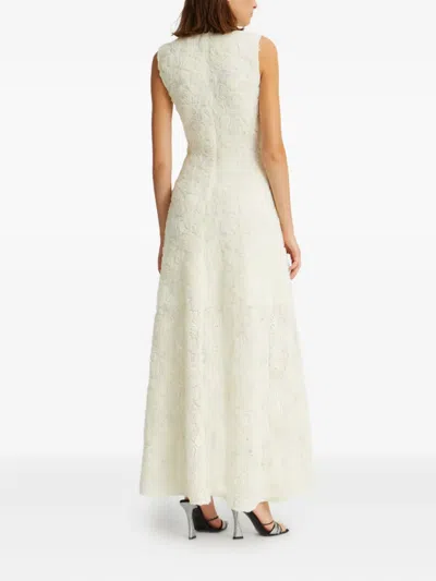 Rotate Birger Christensen Floral-embroidered Maxi Dress In White