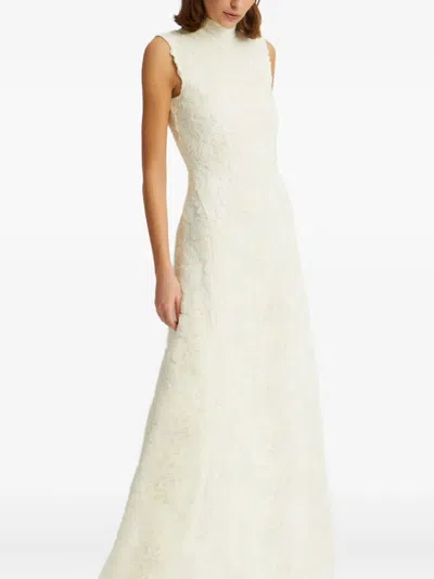 Rotate Birger Christensen Floral-embroidered Maxi Dress In White
