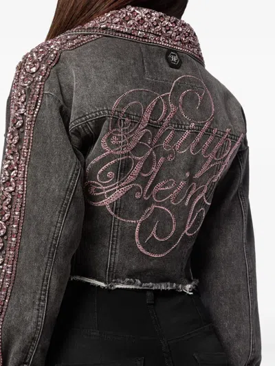 Philipp Plein Rhinestone-embellished Denim Jacket