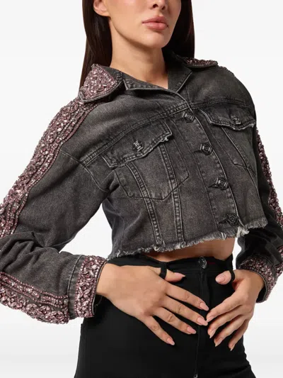 Philipp Plein Rhinestone-embellished Denim Jacket