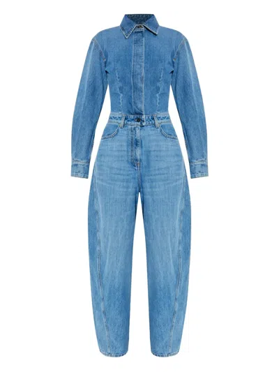 Givenchy Denim Shirt-collar Jumpsuit In Blue