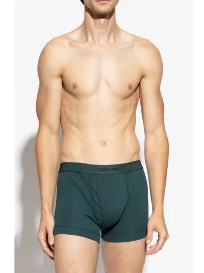 Tom Ford Logo-waistband Boxers In Green