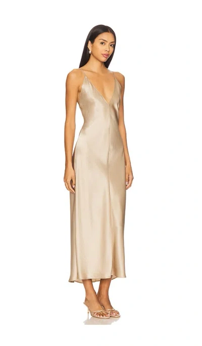 Leset Barb Satin Slip Dress In Nude