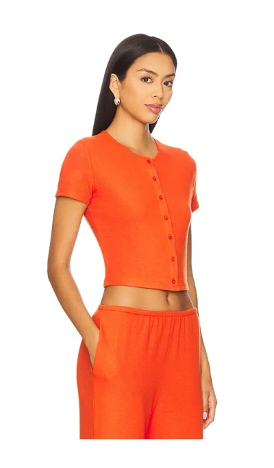Leset Lauren Short Sleeve Cardigan In Red