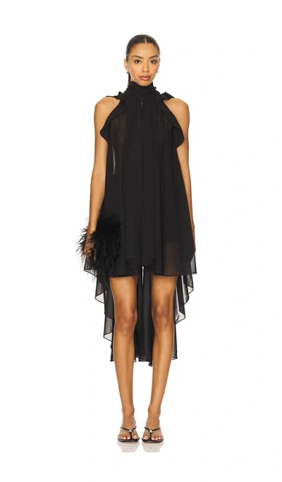La Fuori Gathered Halter Top In Black