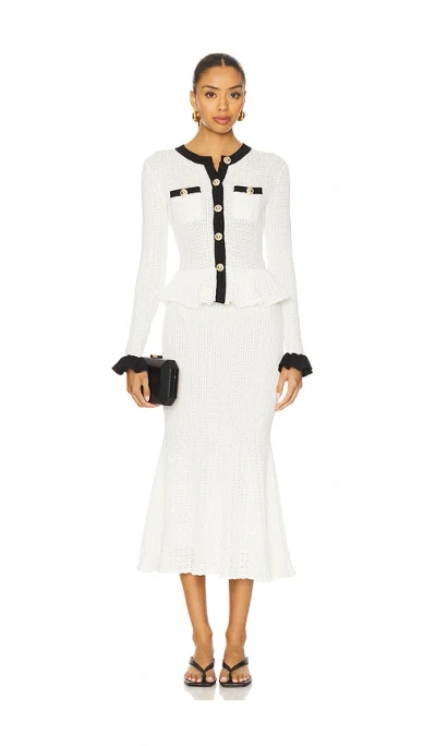 Self-portrait Pointelle Knit Contrast Midi Dress