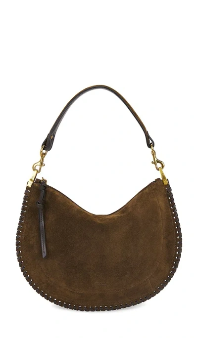 Isabel Marant Suede-finish Soft Zip Shoulder Bag With Decorative Stitching In Brown