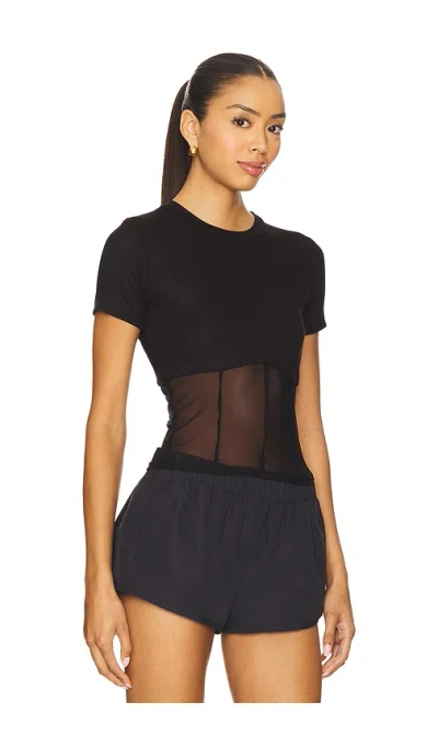 Michael Lauren Ember Rib Mesh Corset Tee