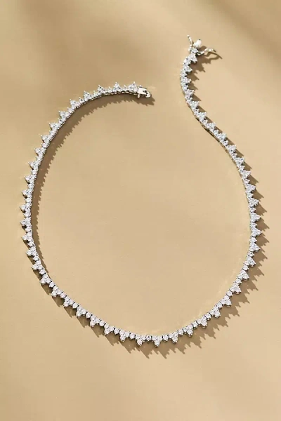 By Anthropologie Crystal Cluster Tennis Necklace