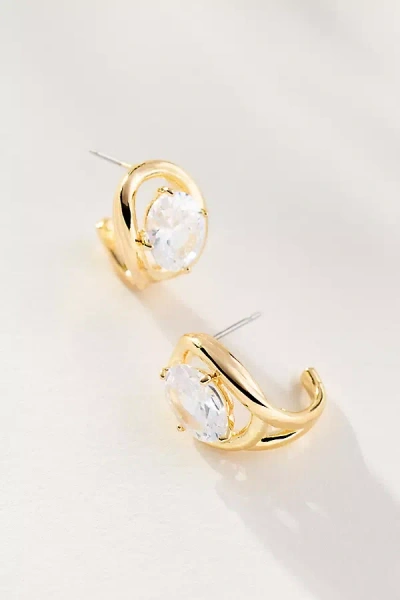 By Anthropologie Curve Stone Huggie Hoop Earrings
