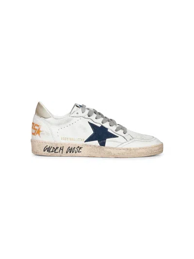 Golden Goose Distressed Low-top Sneakers With Star Detail And Vintage Aesthetic In White